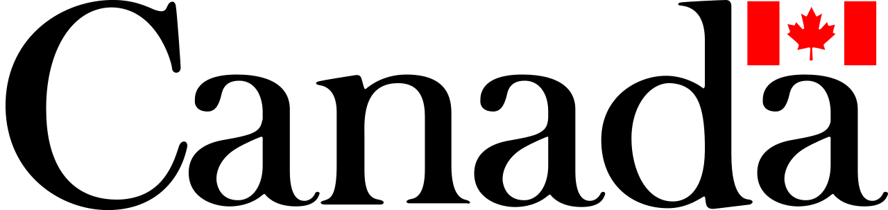 Text logo with Canadian flag elements