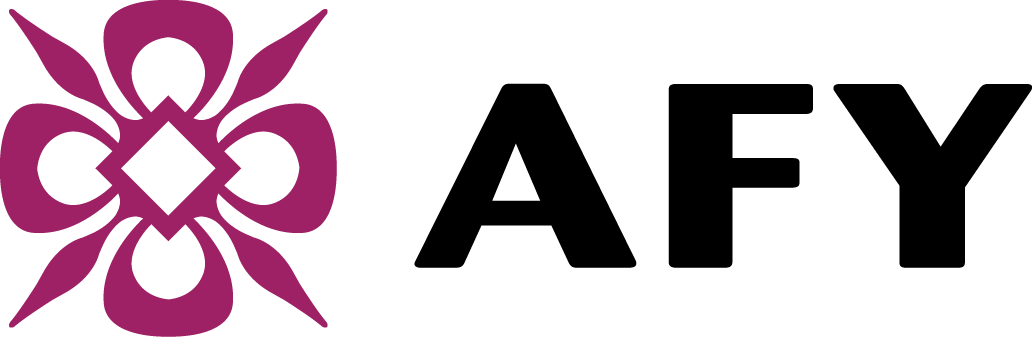 Stylized floral logo with text