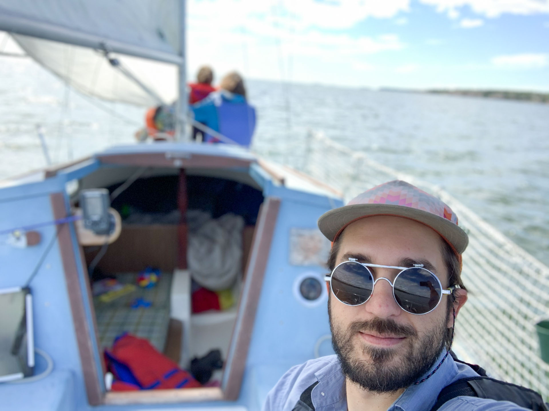 Man sailing on a boat outdoors.