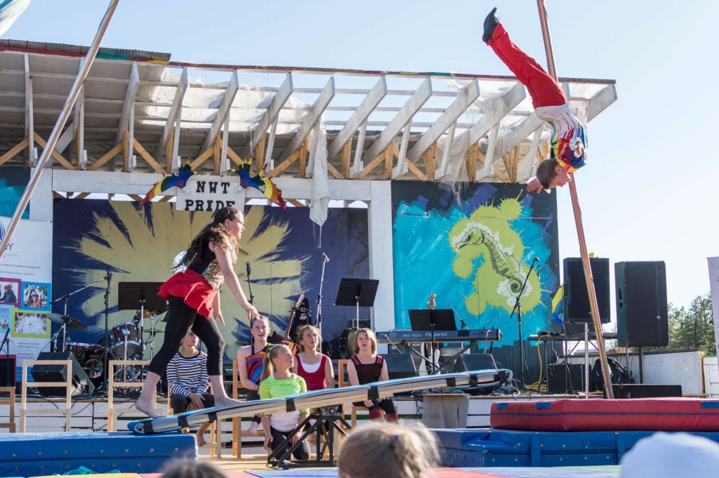 Acrobatic performance at outdoor event