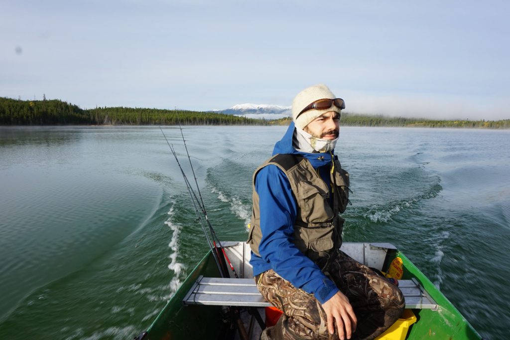 Man fishing in a boat