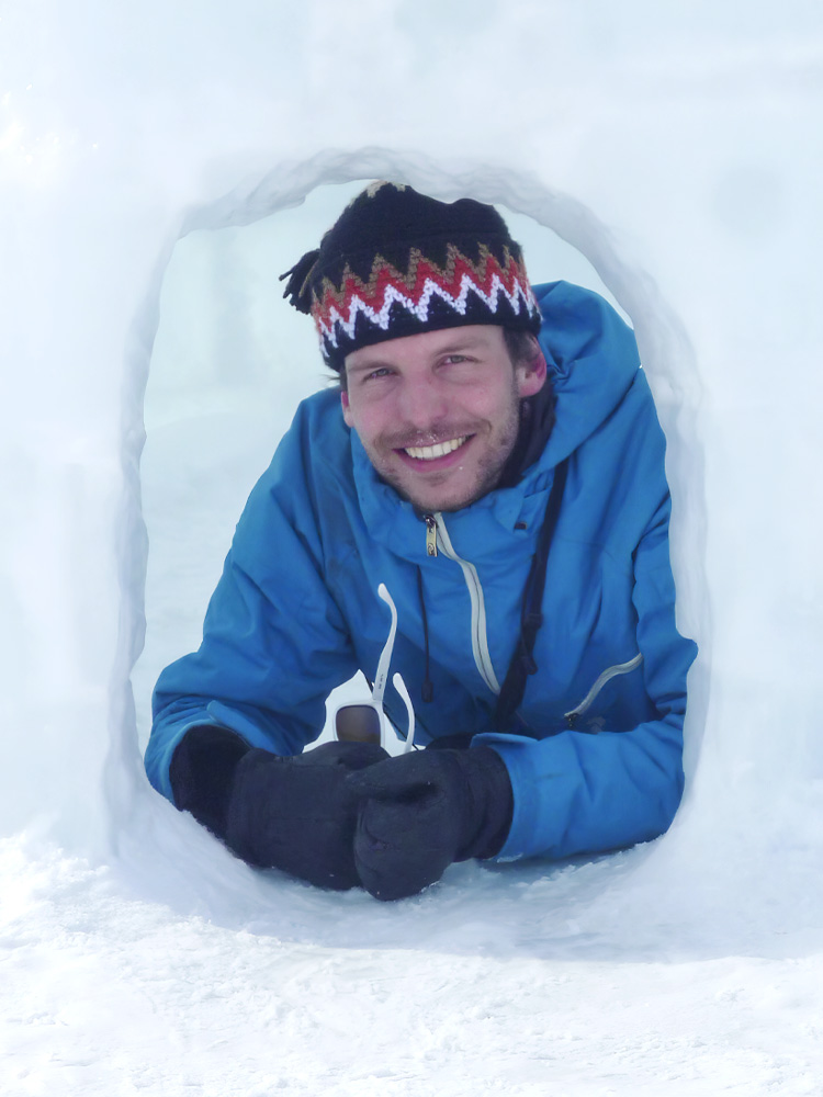 Man smiling in ice structure
