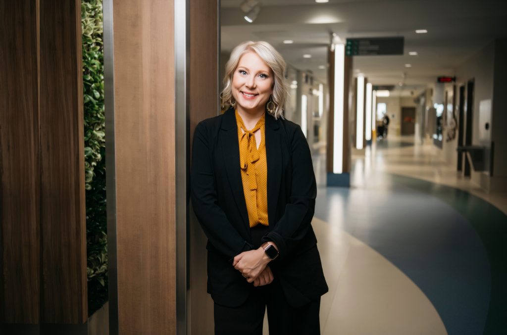 Smiling woman in professional attire