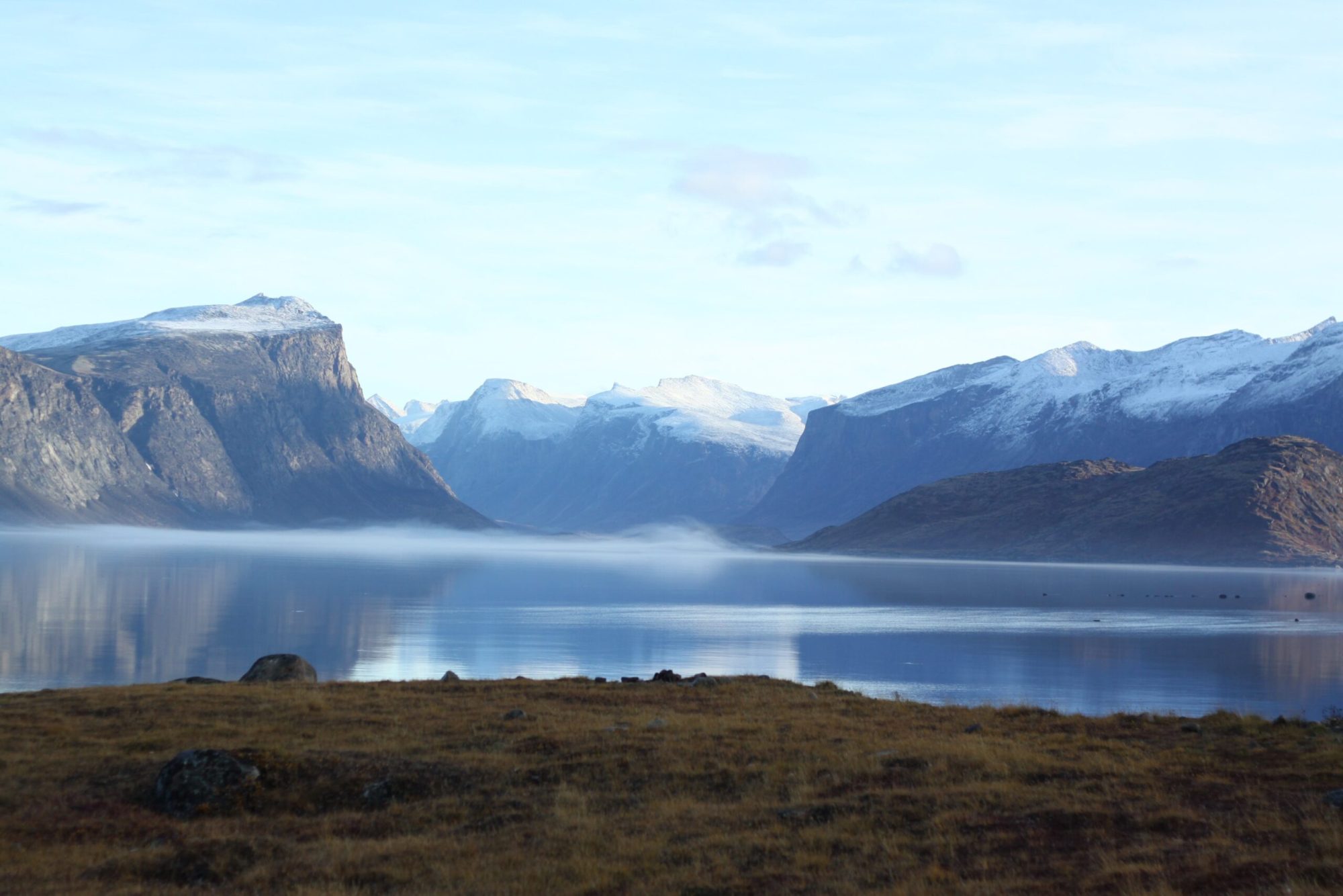 Serene mountain landscape with water